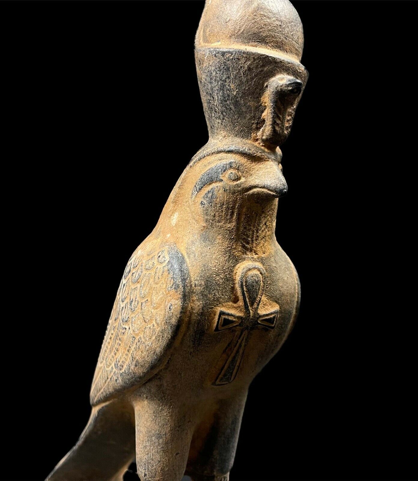 Rare piece of The Falcon-Headed God HORUS wearing double Crown of Egypt -
