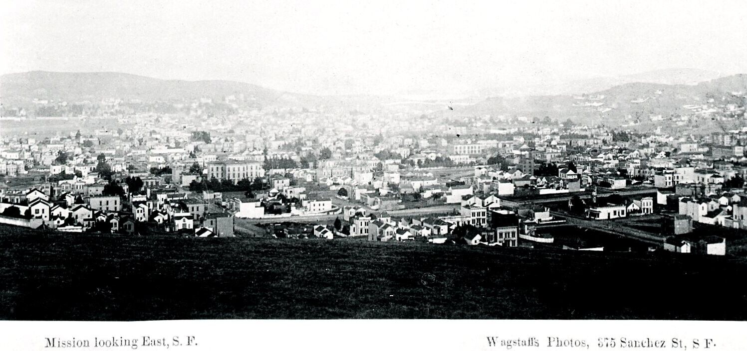 c.1910 SAN FRANCISCO PANORAMA VIEW of MISSION DISTRICT frm DOLORES HGTS~NEGATIVE