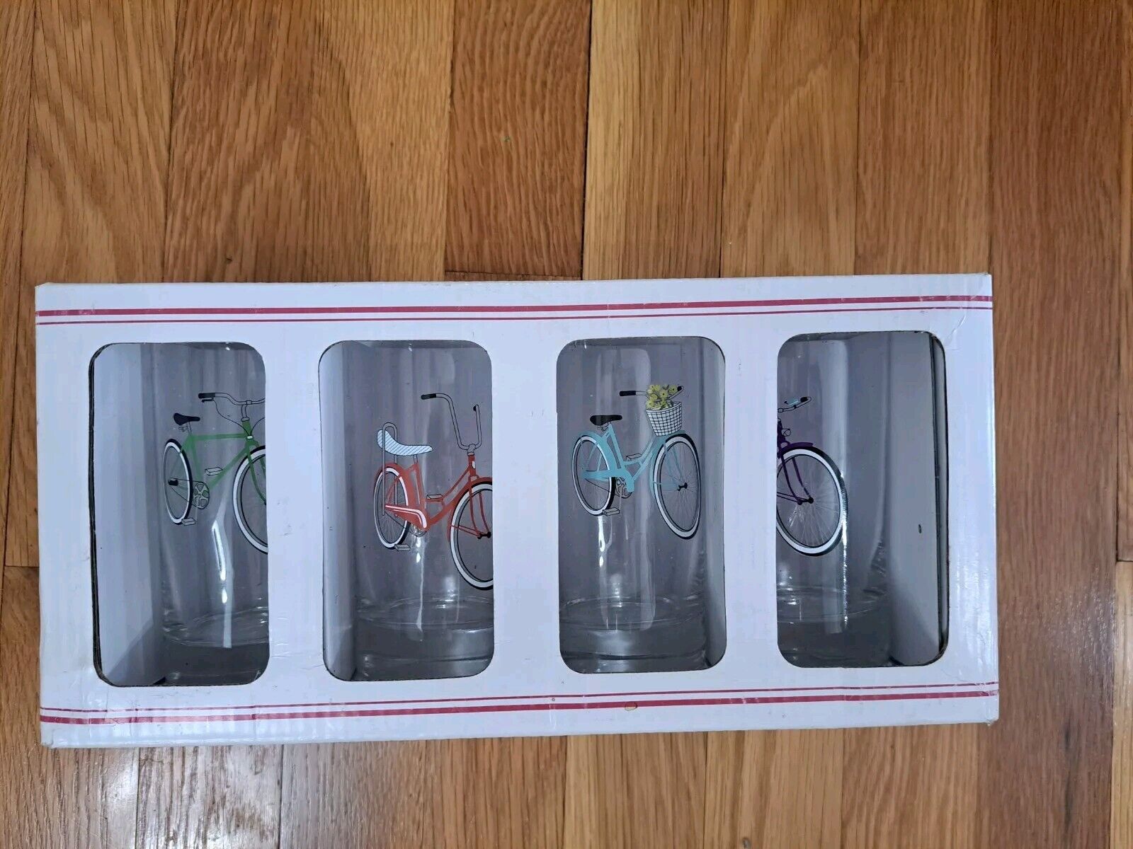 Retro Bicycle Glasses Set Of 4 By Paper Source Unused In Box