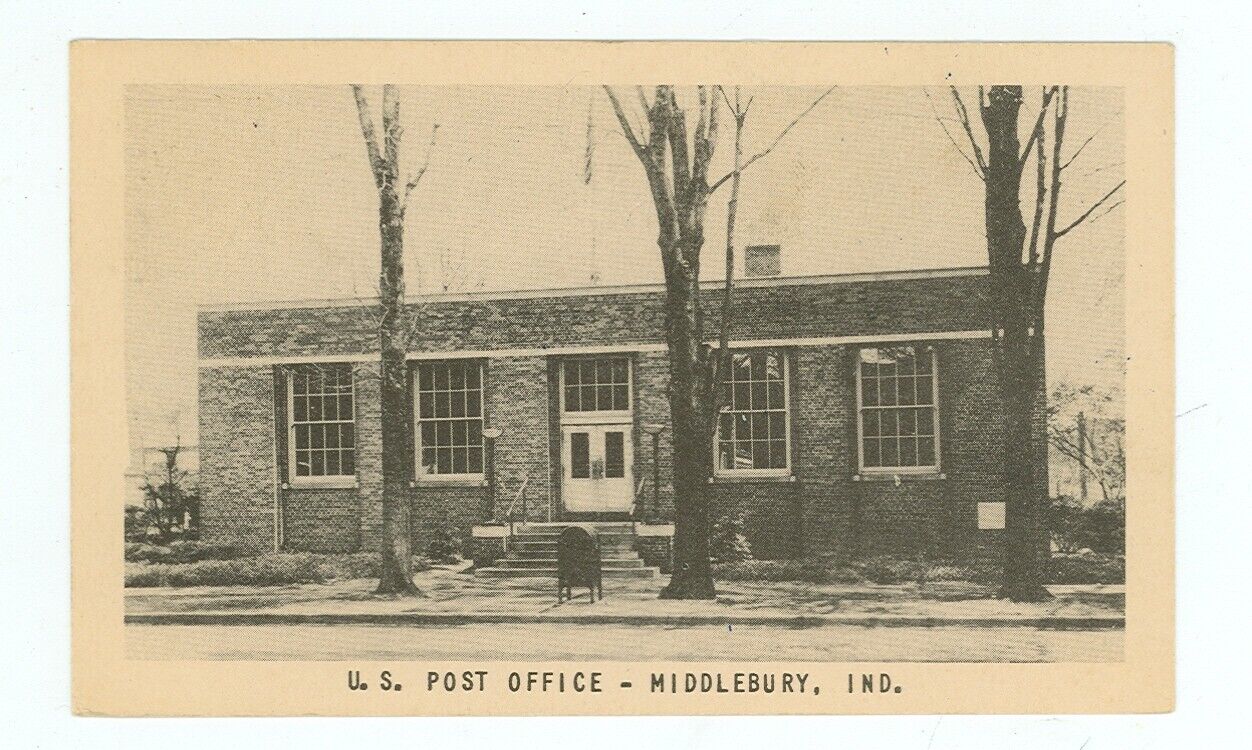 MIDDLEBURY,INDIANA-US POST OFFICE-B/W-PM1949-LINEN-(IN-MMISC)