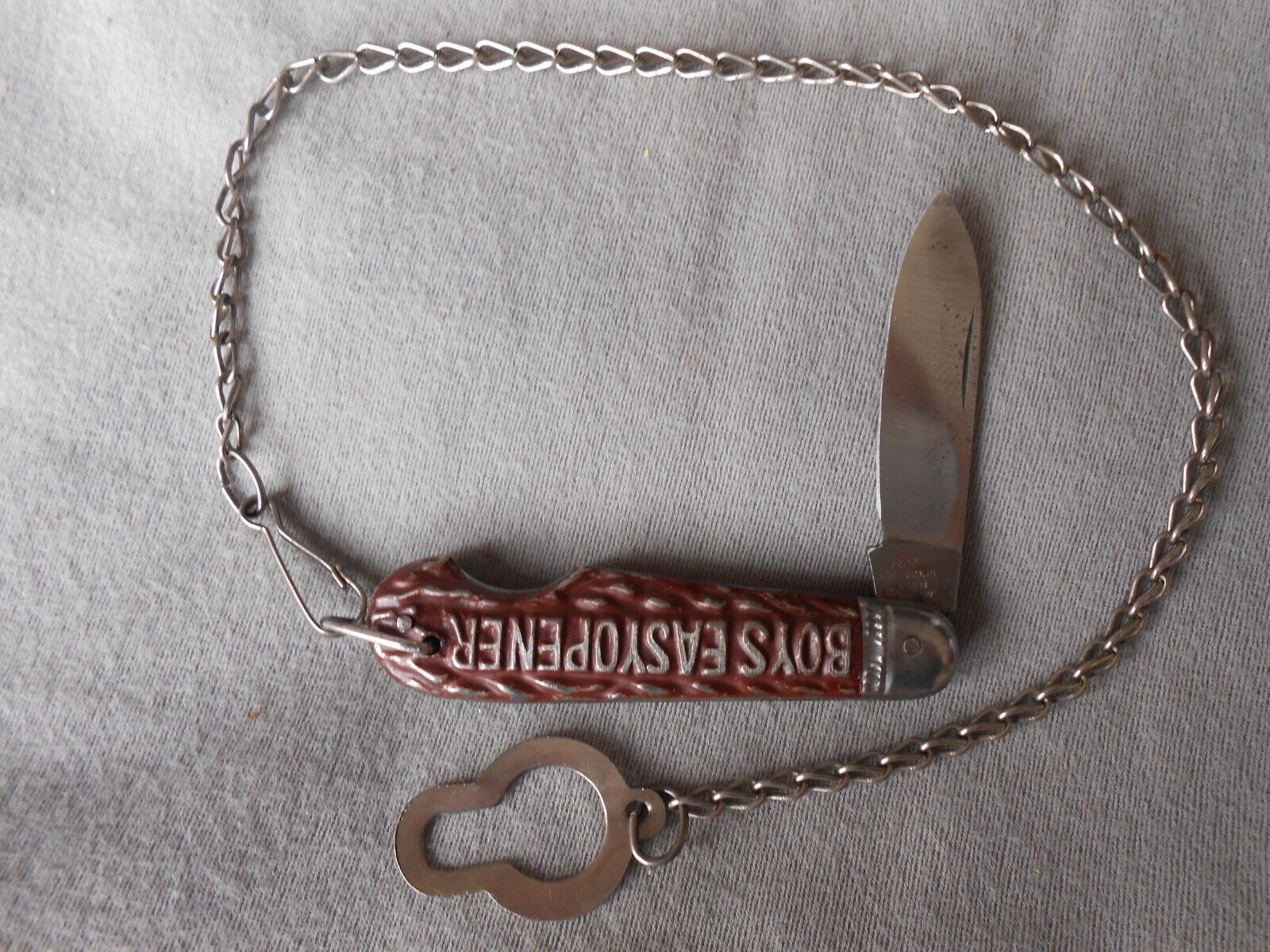 OLD VTG AW WADSWORTH & SON GERMANY BOYS EASY OPENER JACK KNIFE WITH ORIG CHAIN