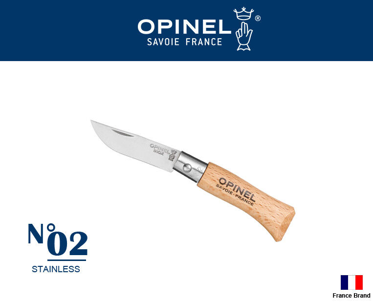 Opinel France No02-No12 Stainless Steel Beech Wood Handle Folding Knife 10 Size