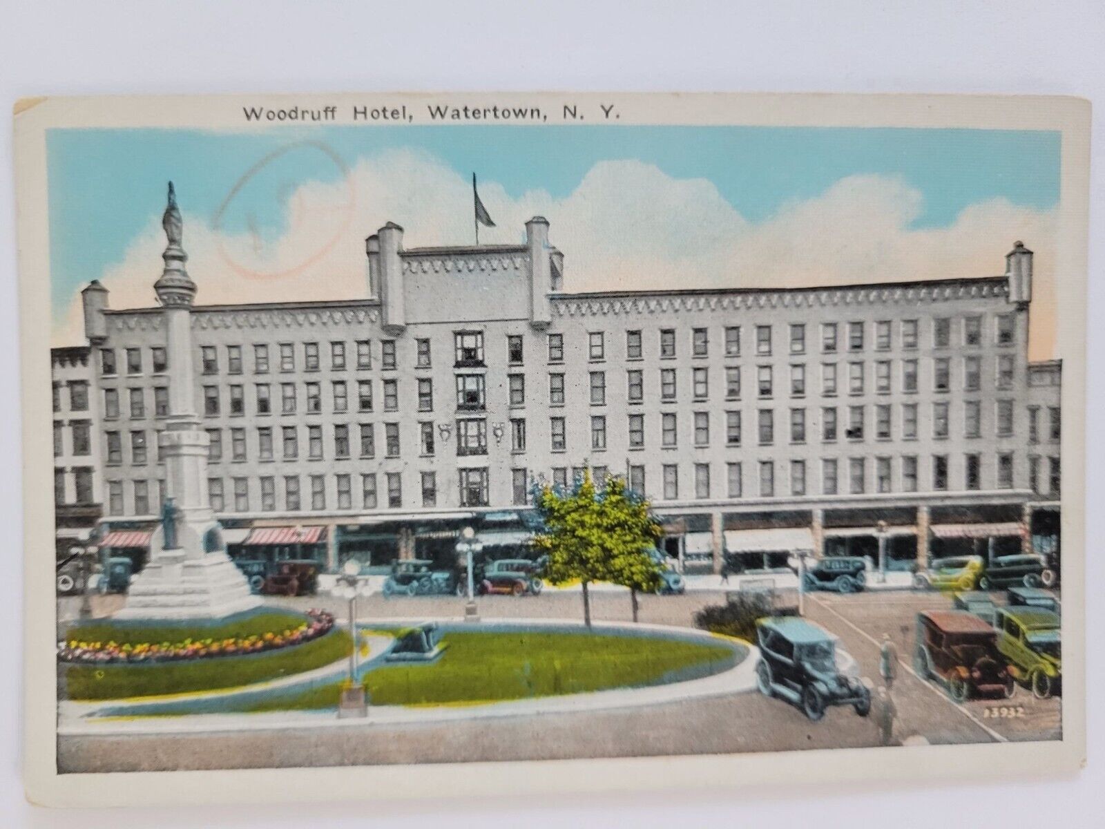 Woodruff Hotel Watertown New York Vintage Cars Postcard White Border Unposted