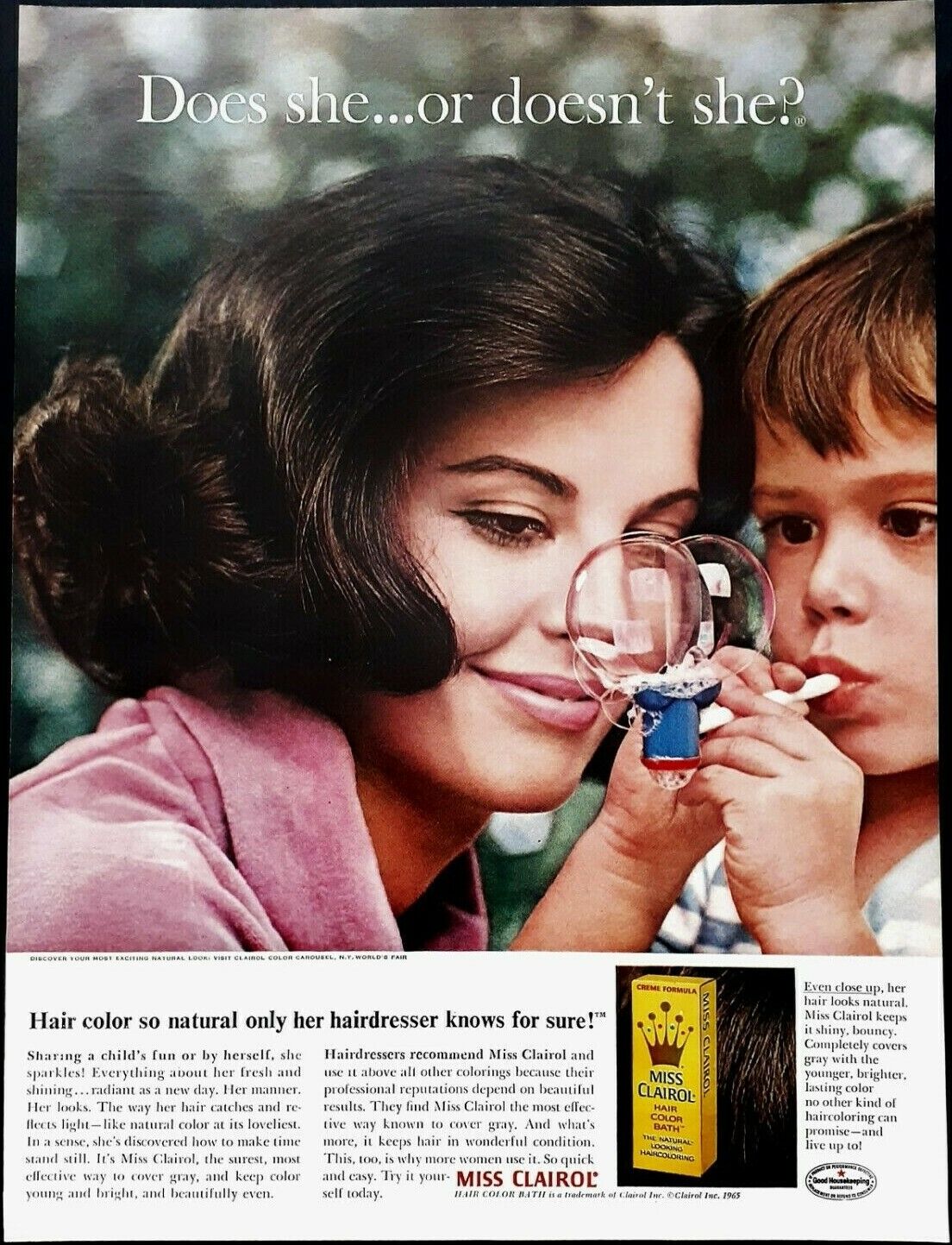Clairol Hair color ad Vintage 1965  Miss Clairol original advertisement