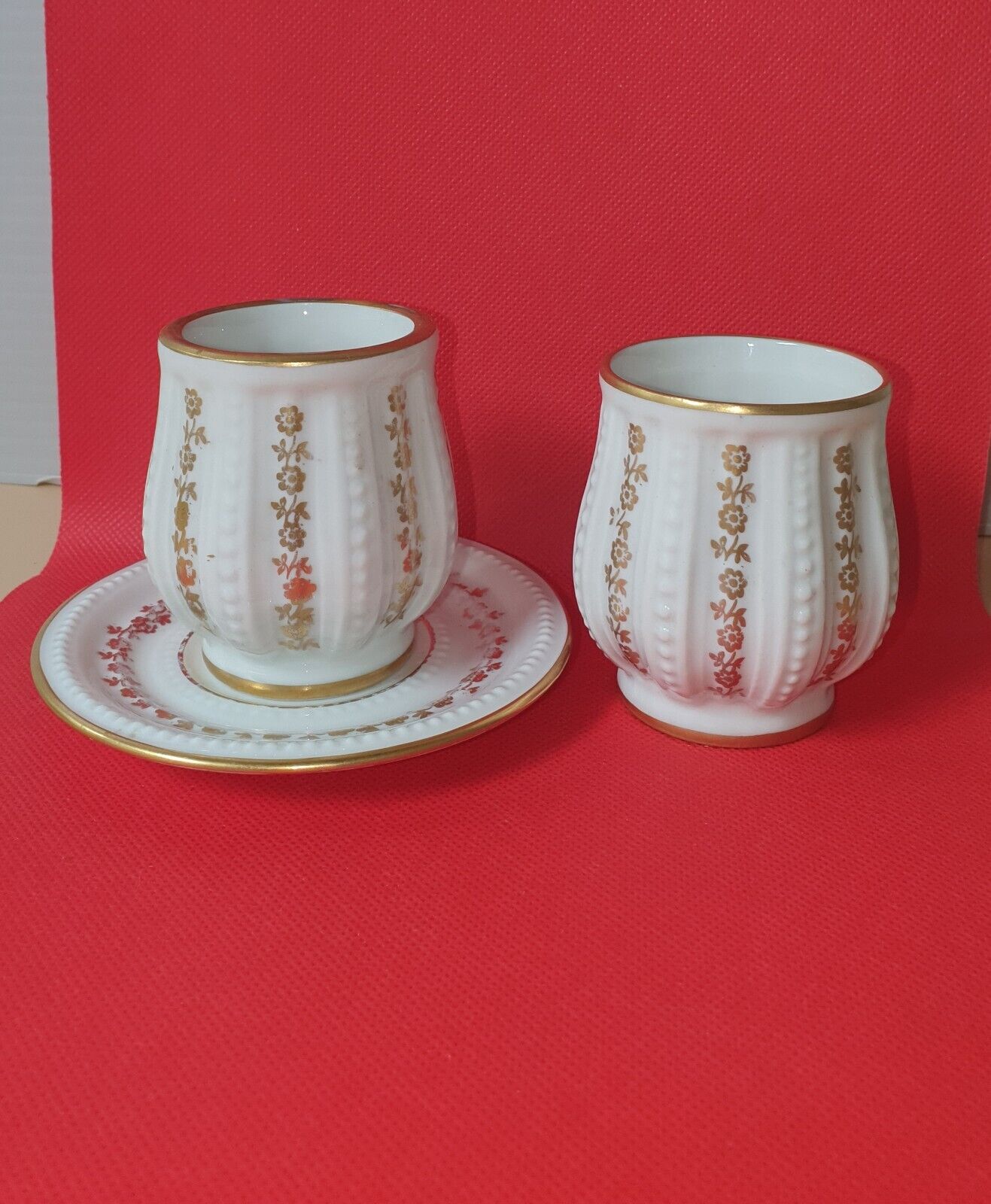 Limoges Porcelaine de France Hand Painted Little Posy Mini Cups&dish 
