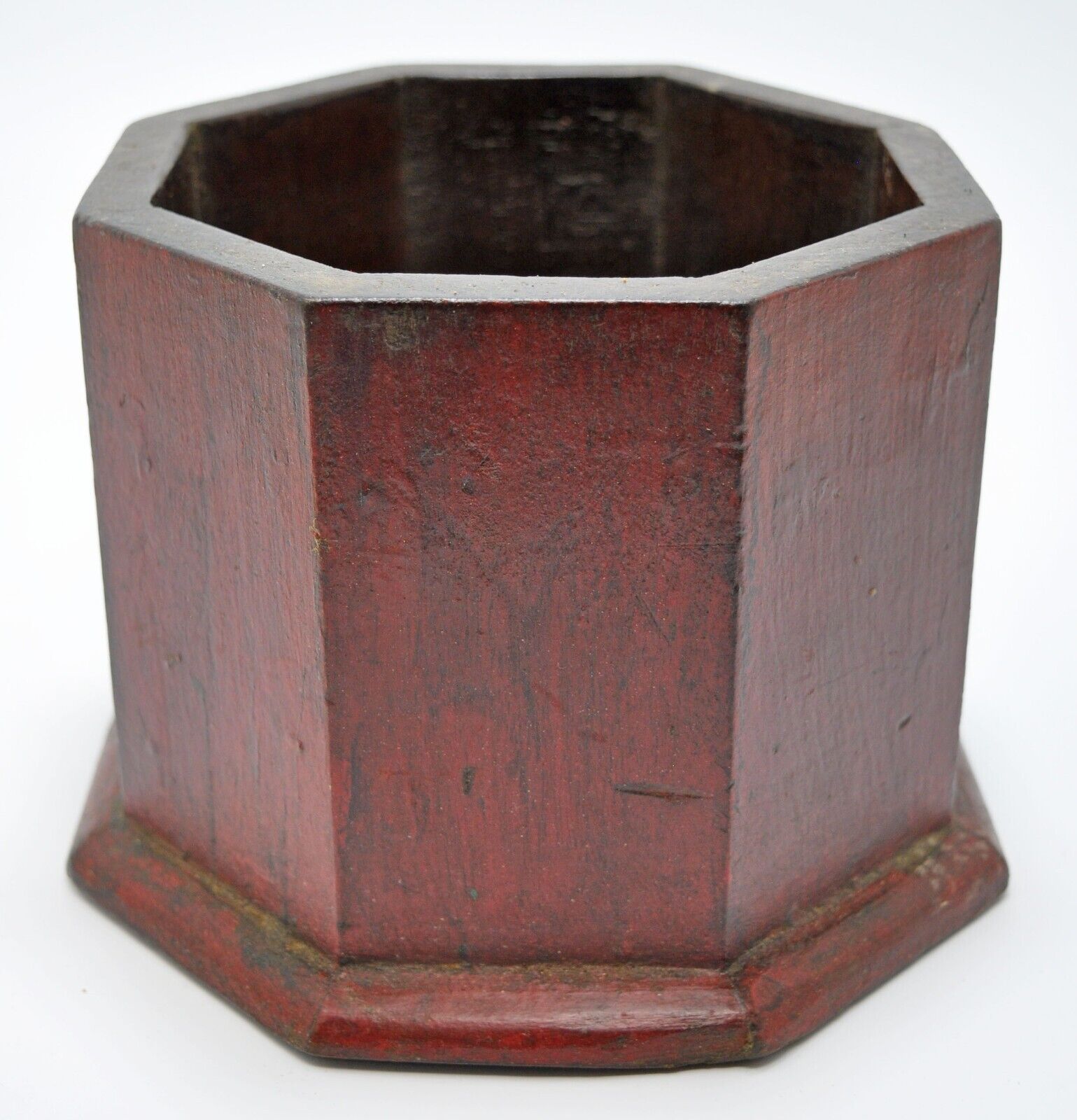 Vintage Wooden Small Octagonal Pot Original Old Hand Crafted