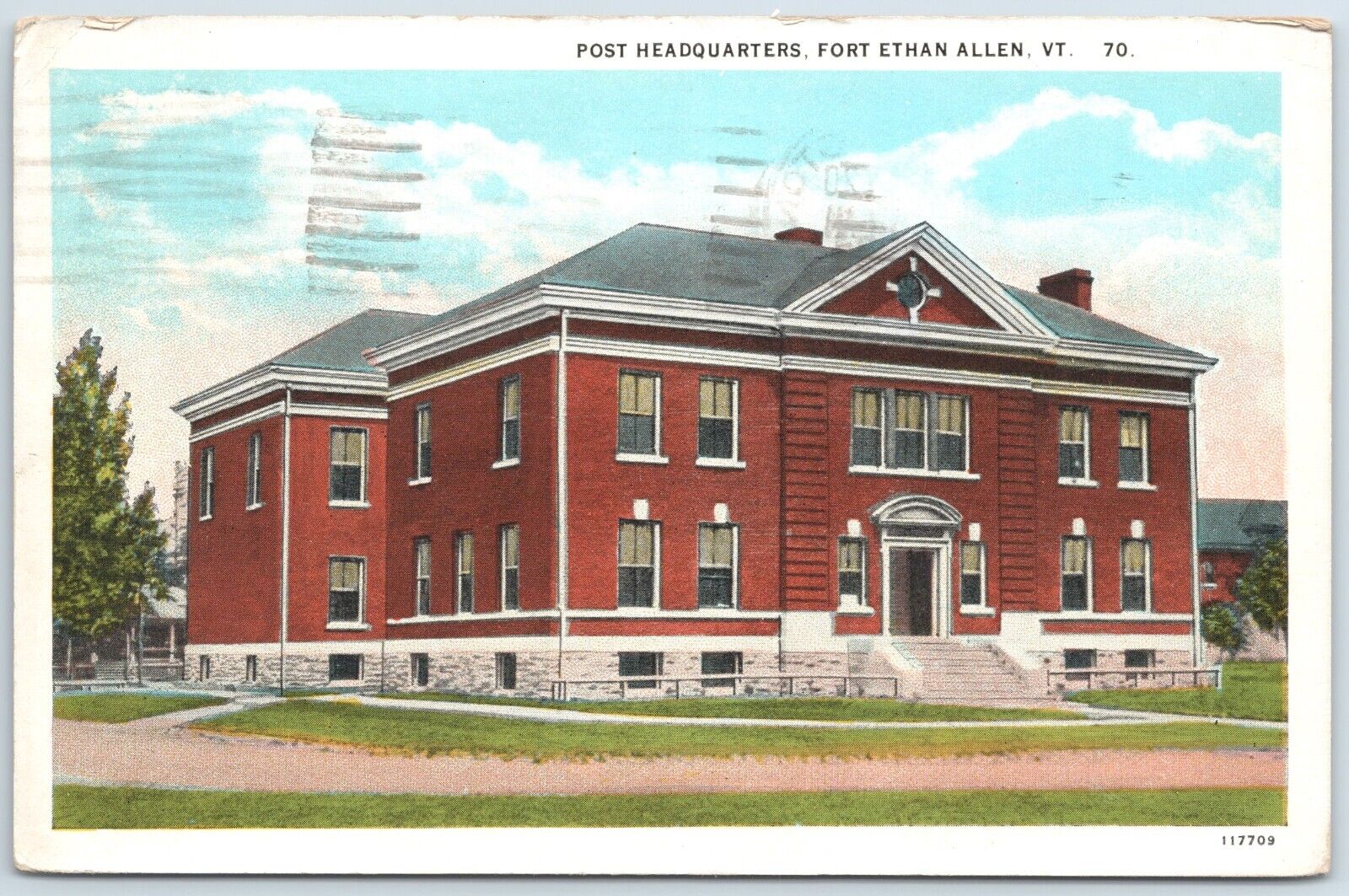 Fort Ethan Allen, VT Post Headquarters 1938 white border