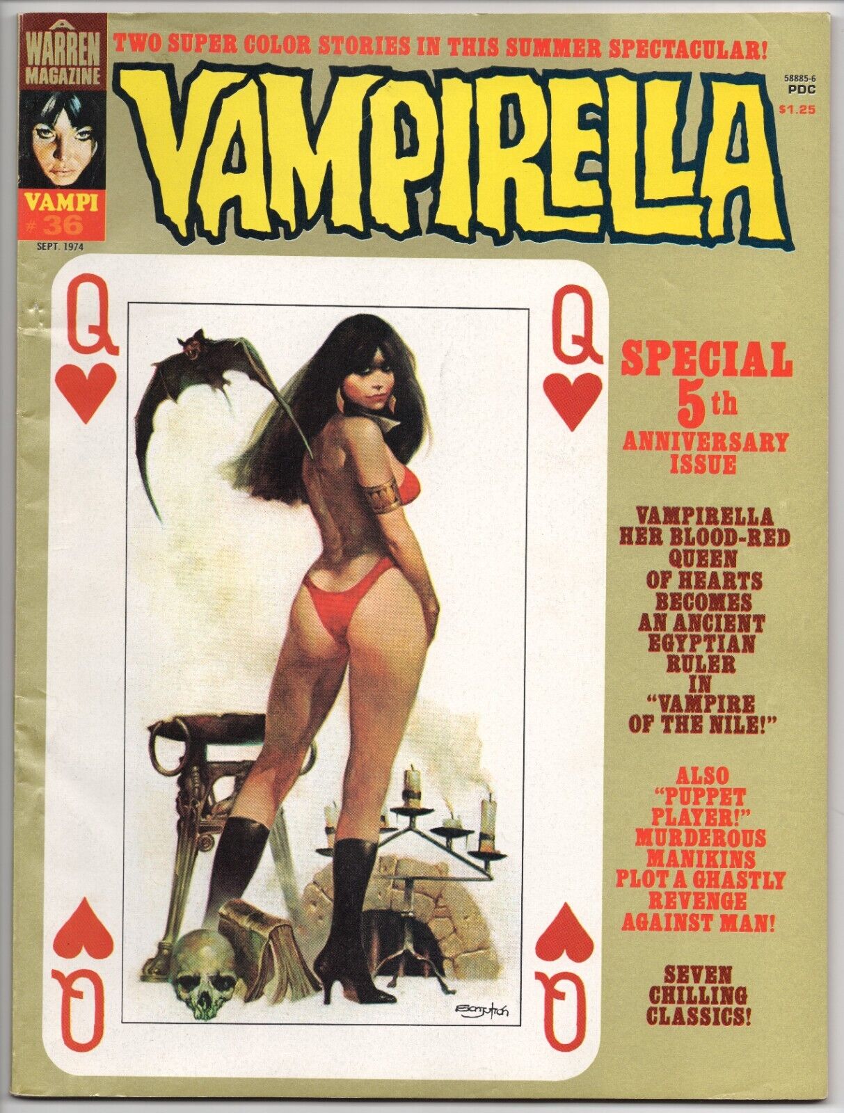 VAMPIRELLA #36 Sept 1974 comic US book WARREN magazine B&W+2 COLOR stories FN/VF