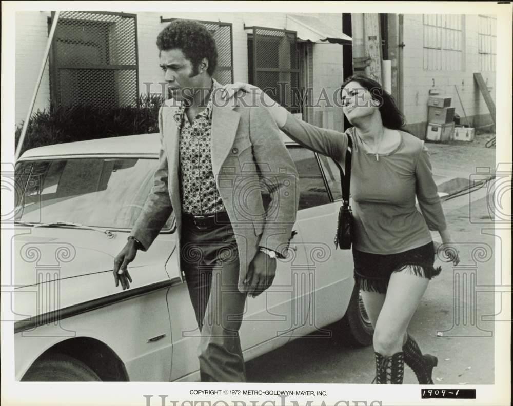 1972 Press Photo Actors Jan Tice, Calvin Lockhart in Scene from Movie \