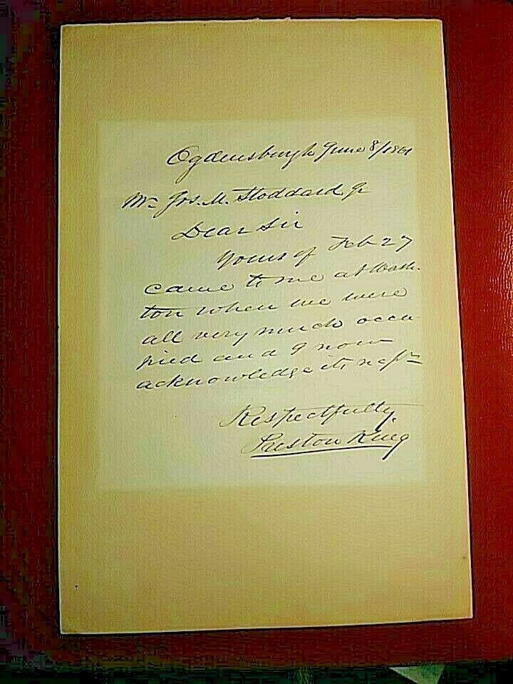 US Senator Preston King Autograph, (1806-1865) US Letter Signed, June 8, 1861