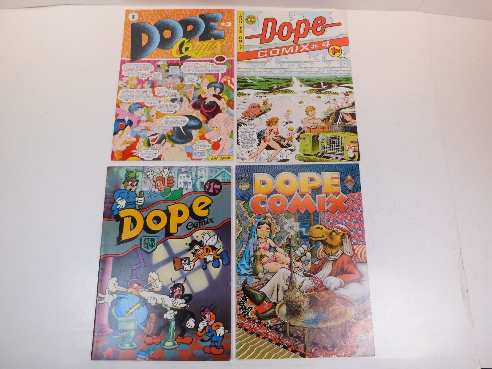 DOPE COMIX 1-4  - Mark Beyer 1st Print Underground Comics