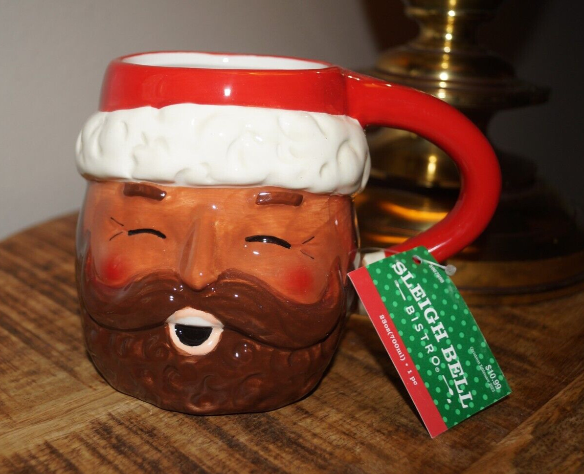 Santa Clause Black Dark Skinned Indian Christmas Mug HUGE 23 Oz