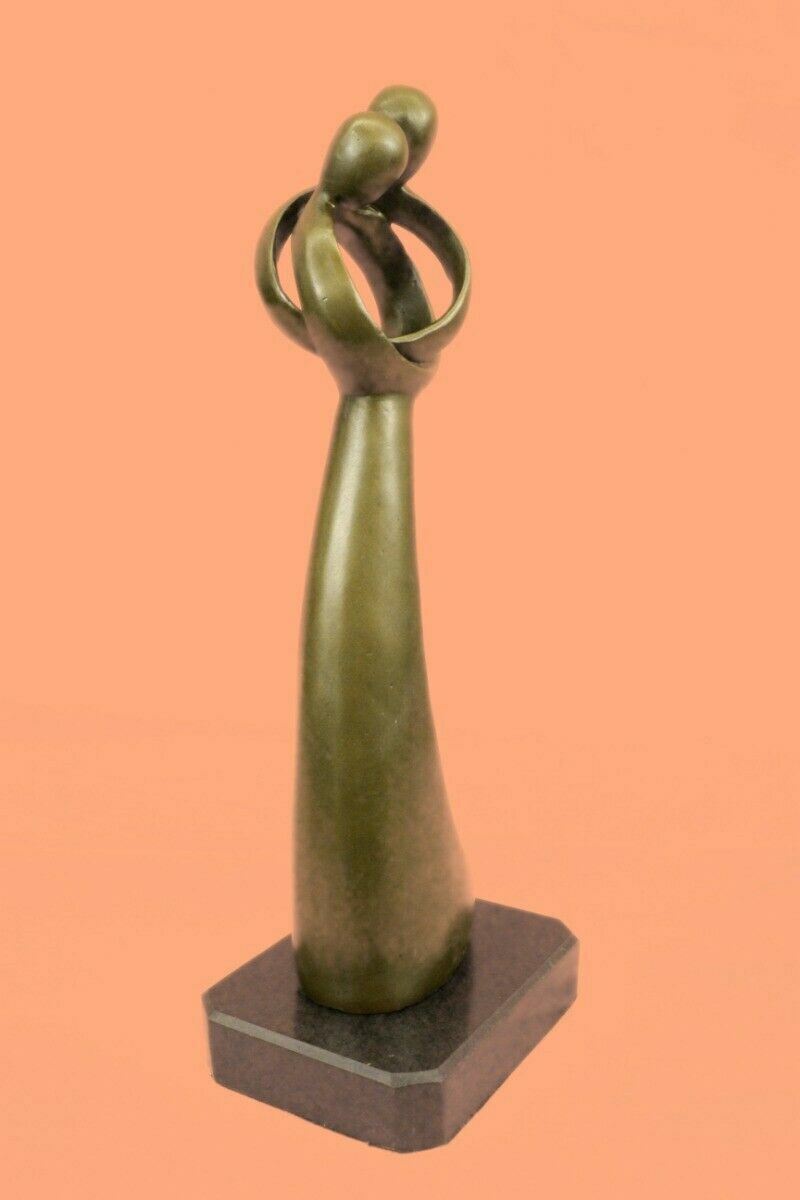 Abstract Kissing Couple Signed Original Great Valentine Bronze Sculpture Deal NR