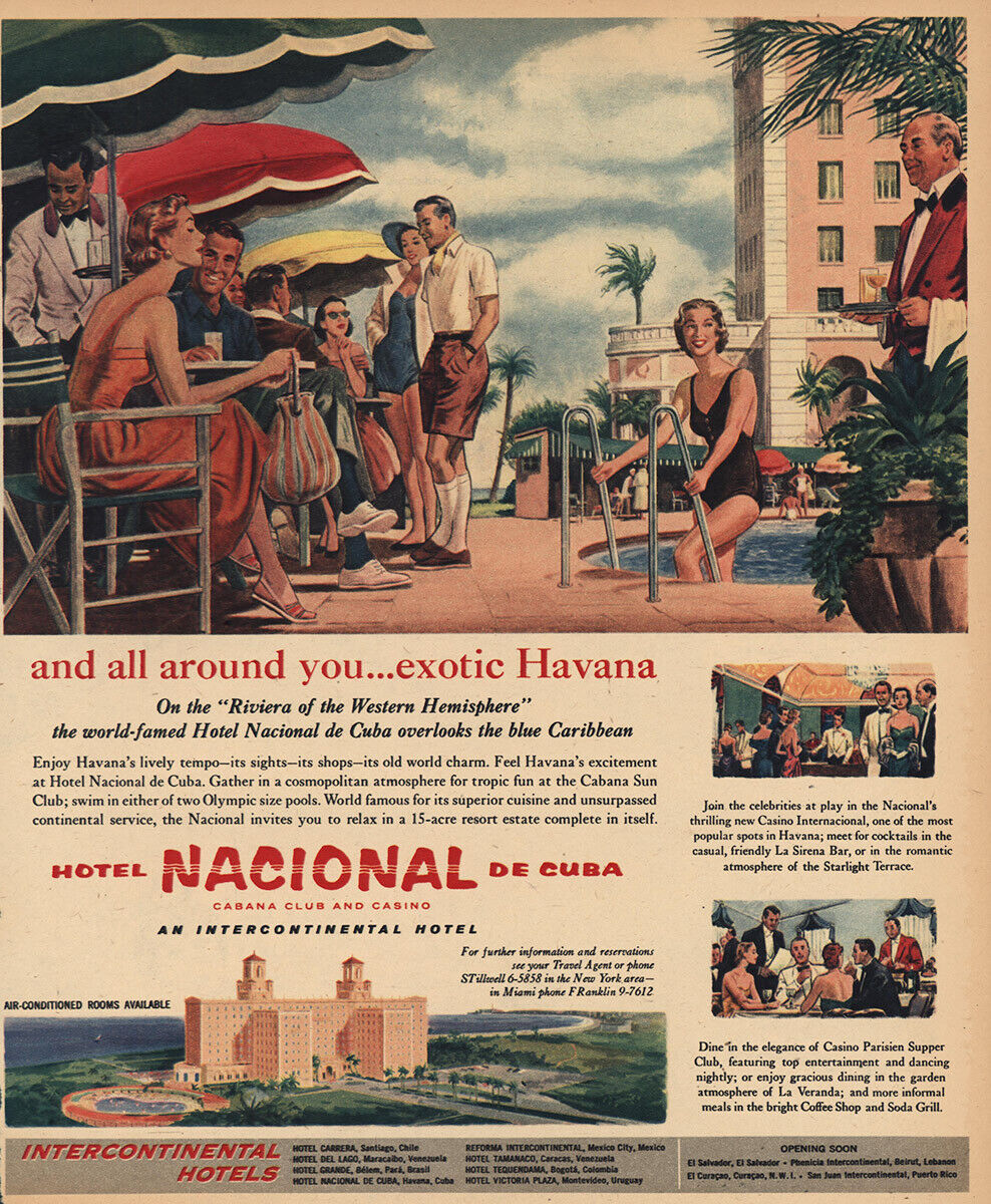 1956 Hotel Nacional de Cuba: Exotic Havana Vintage Print Ad