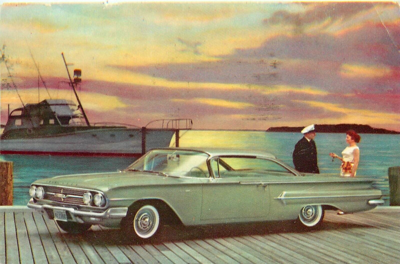 Postcard 1960 Auto Dealer advertising Bel Air Chevrolet Sport Coupe TR24-4847