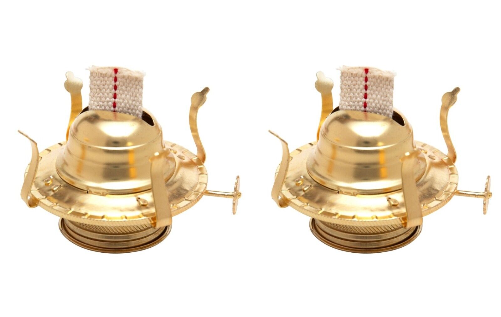 Brass Plated Oil Burner Replacement for Antique Kerosene Lamps | 2 Pack