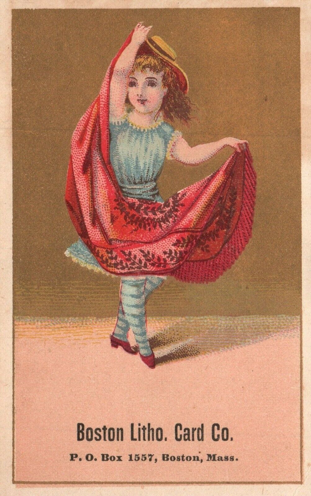 1880s-90s Little Girl Ballerina Boston Litho Card Co. Boston Massachusetts