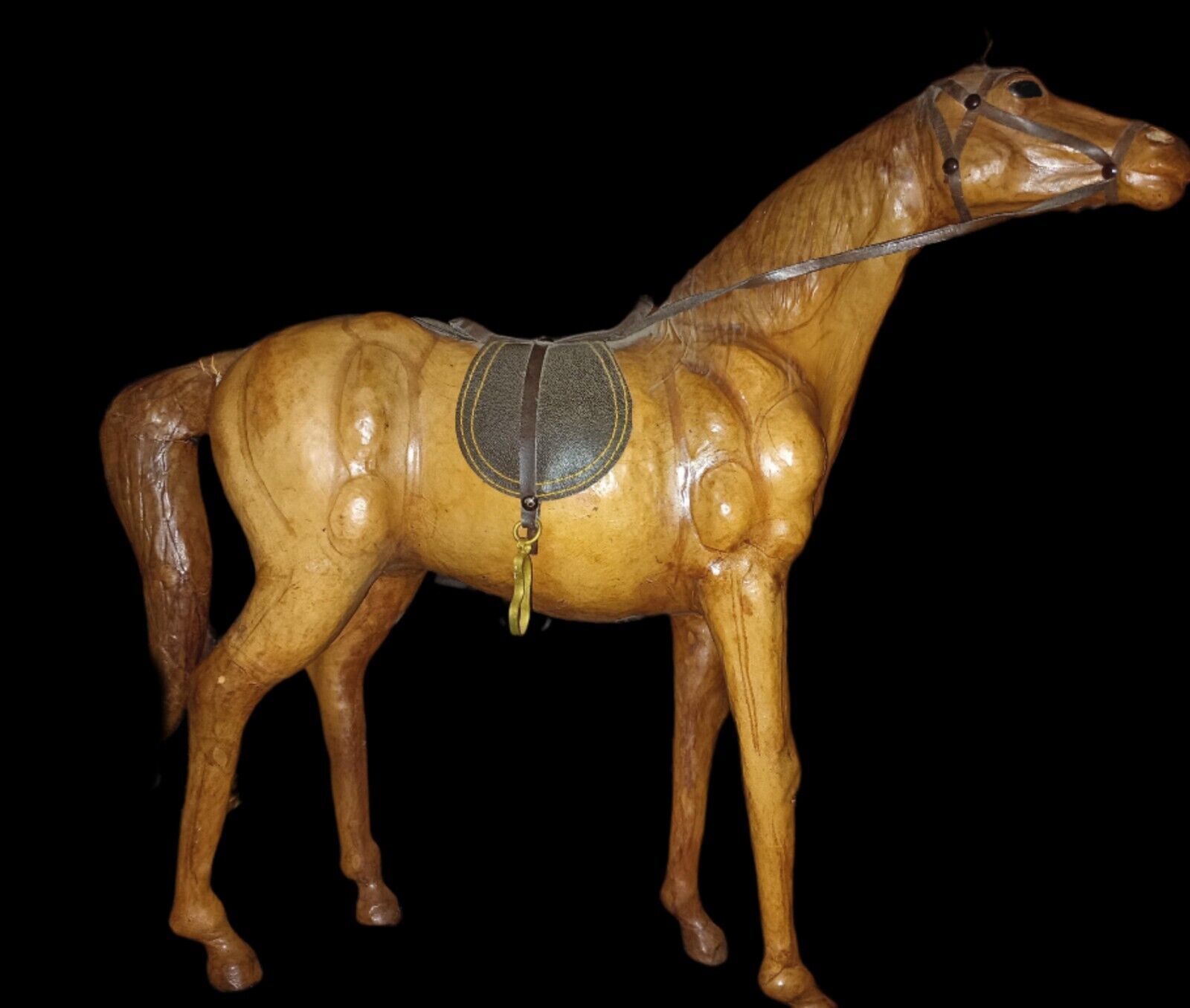 Large Vintage Leather Wrapped Horse 