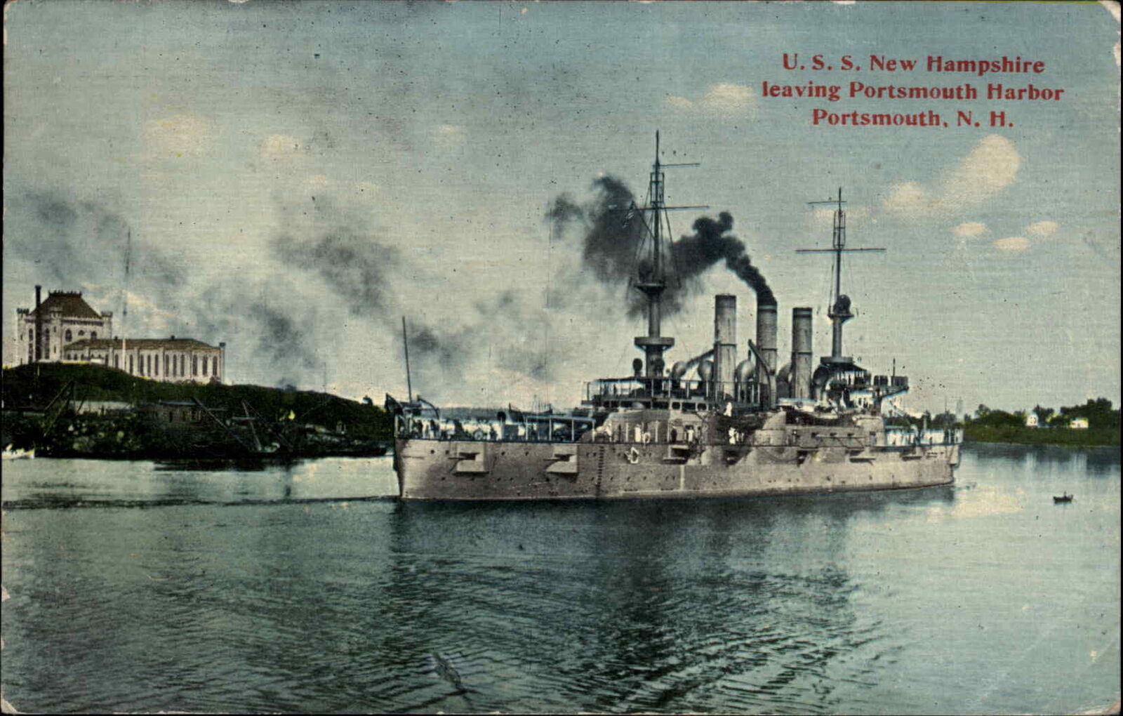 Portsmouth NH Battleship USS New Hampshire c1910 Vintage Postcard