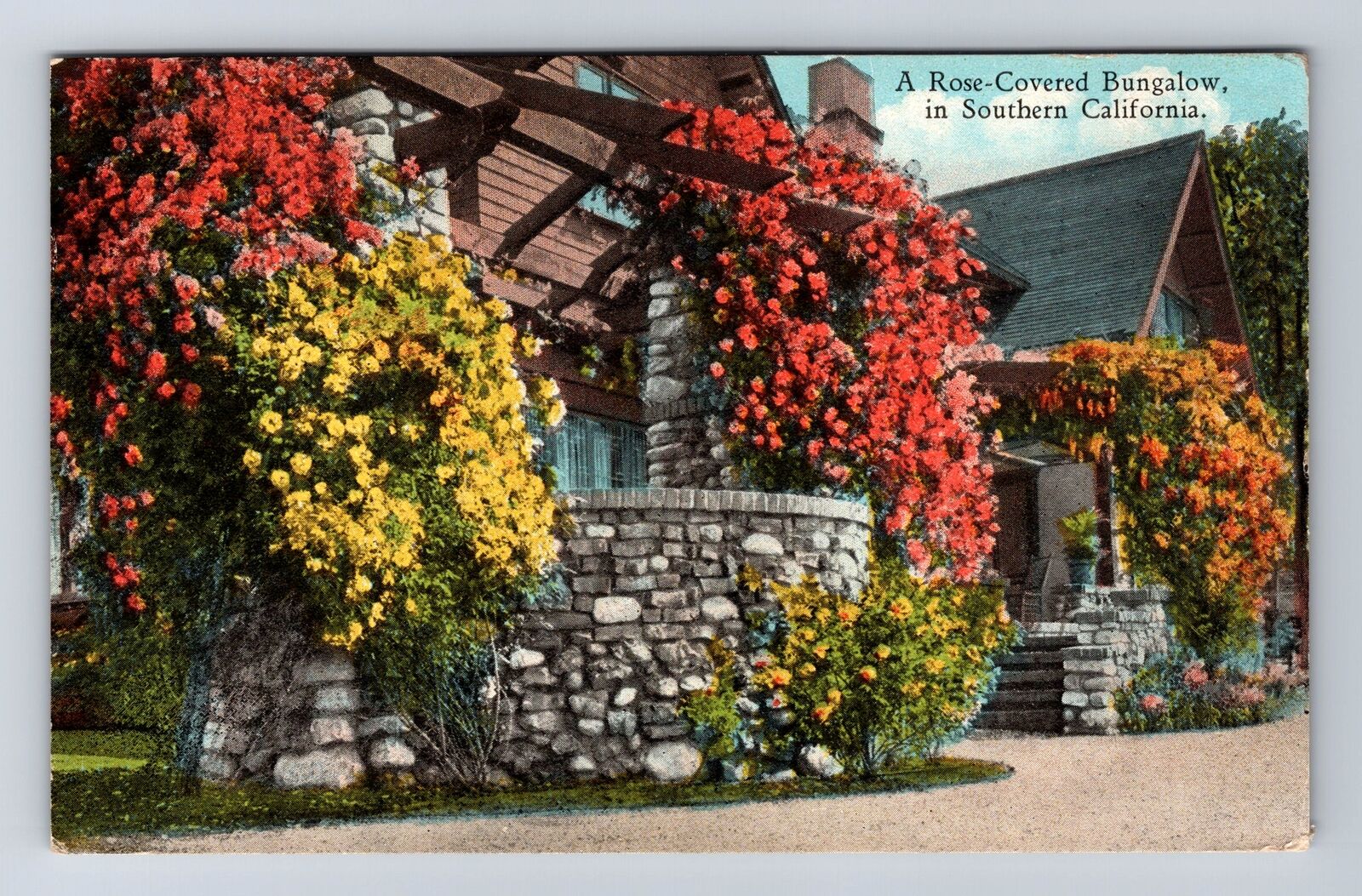 CA-California, Rose Covered Bungalow, Antique, Vintage c1924 Postcard