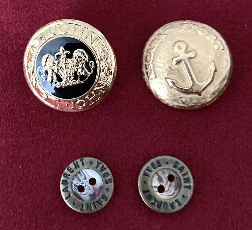 Vintage Replacement Button Lot 4 St John Escada Sport YSL Yves Saint Laurent