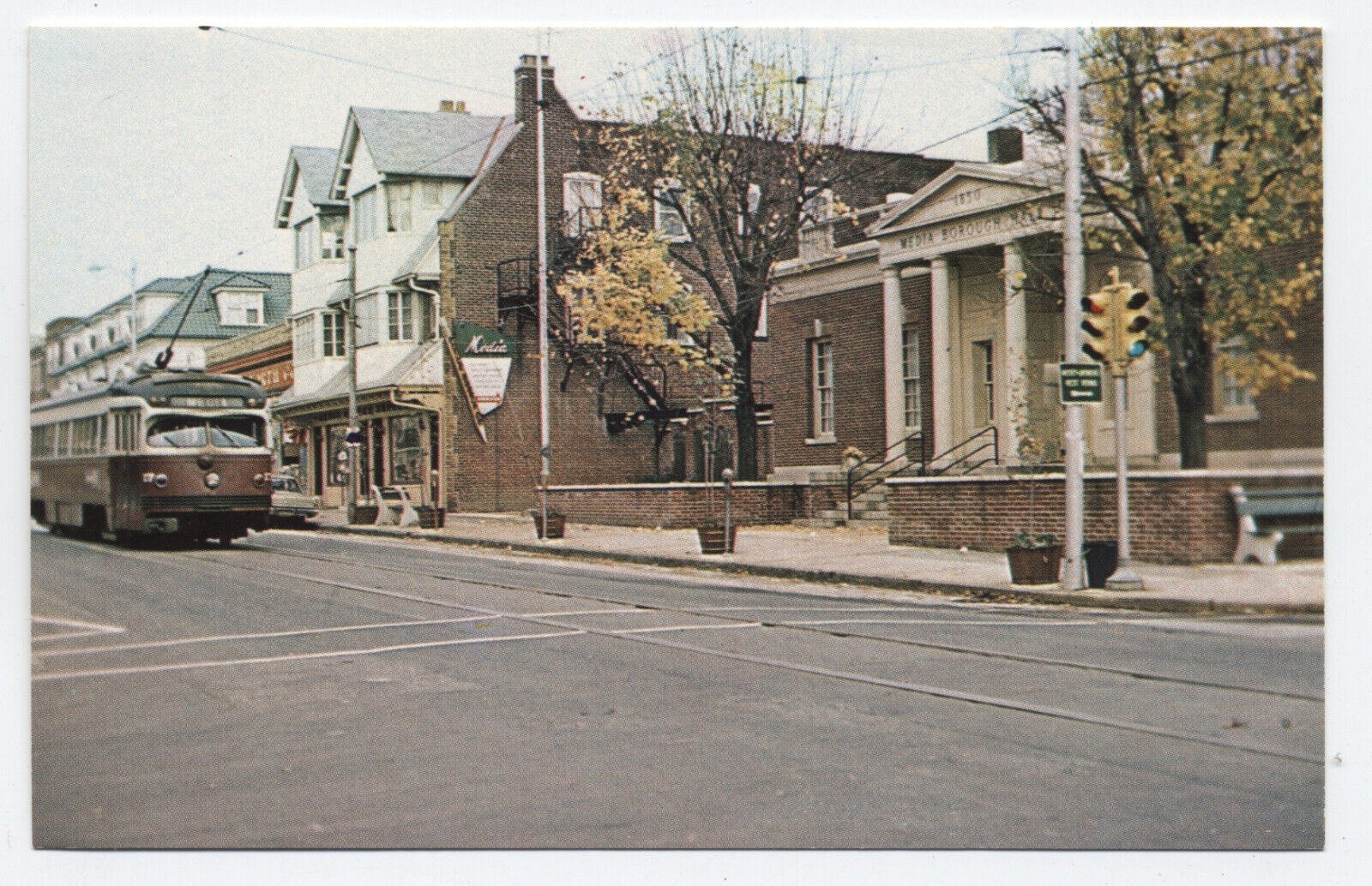 1970s media PA postcard trolley and street scene [S.2665]