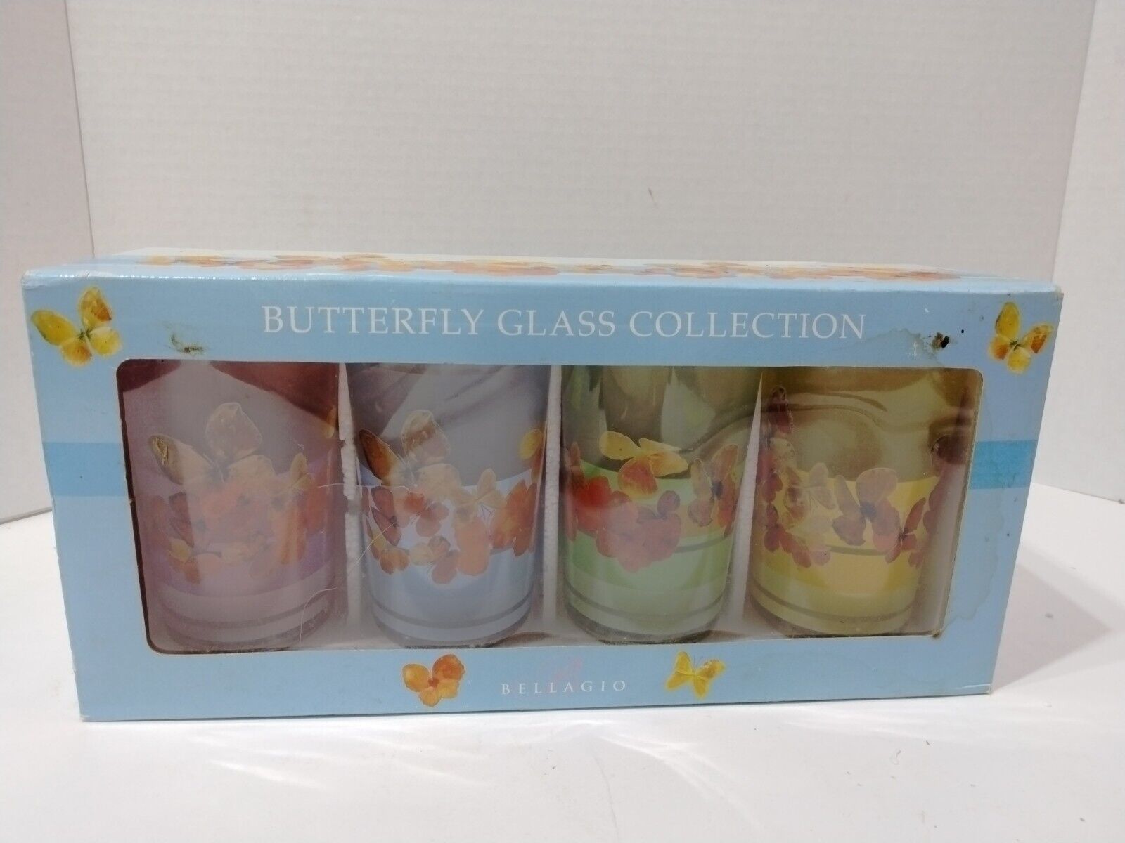 Vtg Bellagio Butterfly Glass Collection Juice Glass
