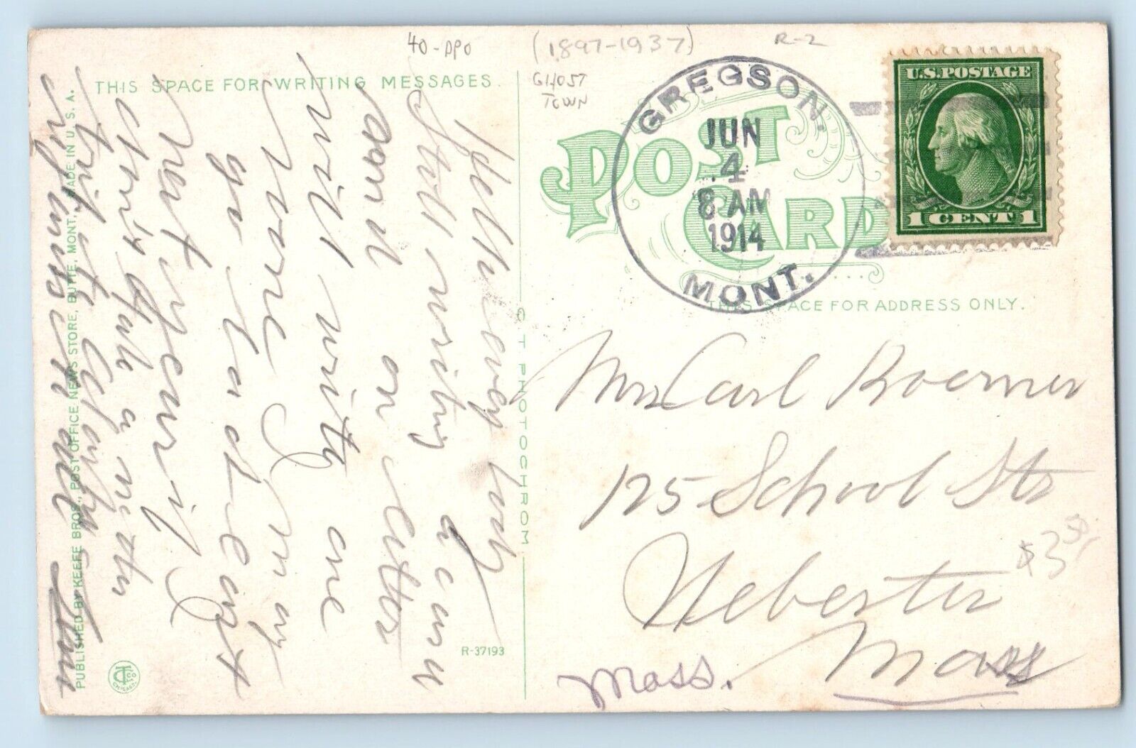 DPO (1897-1937) Gregson Montana MT Postcard Park Street Mines Rockies Ghost Town