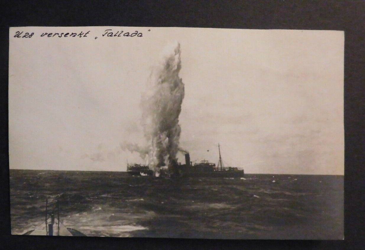 Mint Germany Postcard WWI U28 Torpedo Hit on Ship Naval Battle