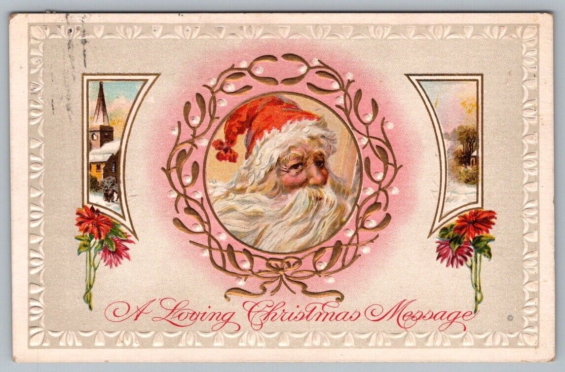 Postcard Santa Claus A Loving Christmas Message c1911 Embossed Vintage