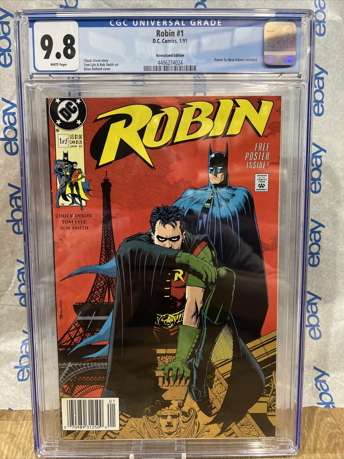 1991 DC Comics ROBIN 1 CGC 9.8 WP Rare NEWSSTAND Bolland Cover BATMAN Neal Adams