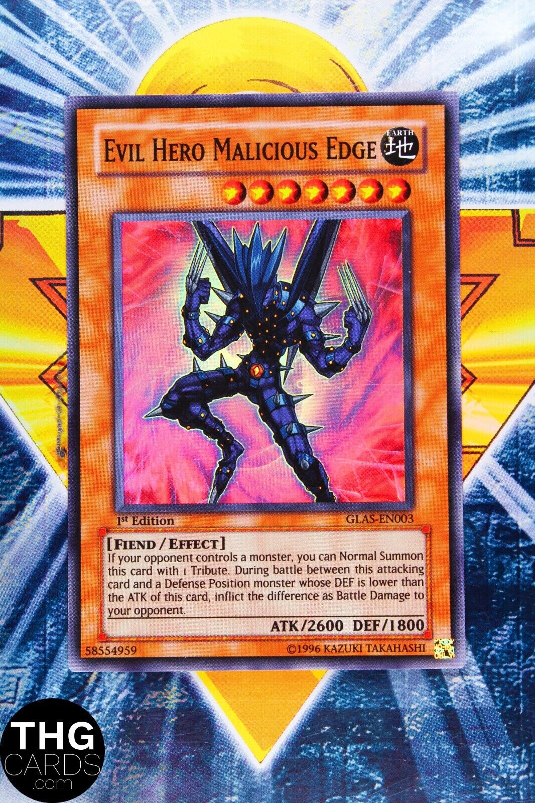 Evil Hero Malicious Edge GLAS-EN003 1st Edition Super Rare Yugioh Card