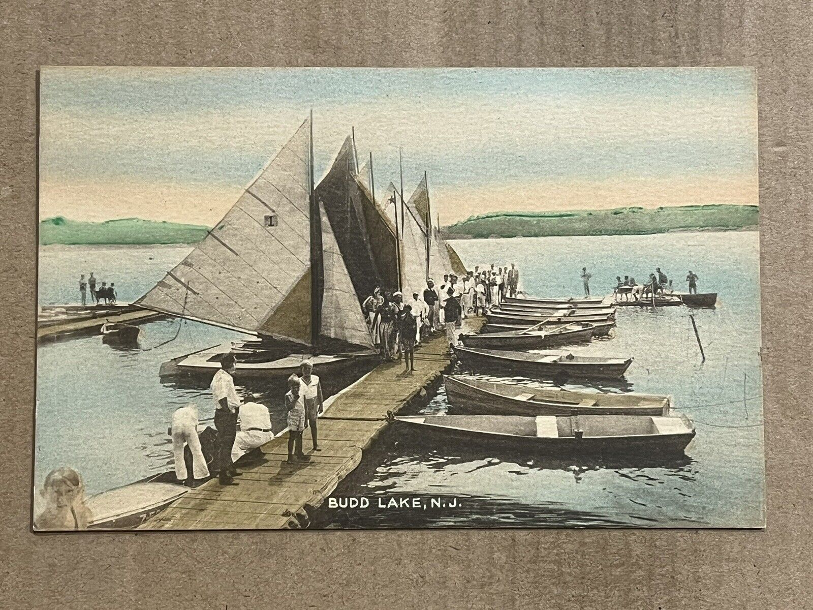 Postcard Budd Lake NJ New Jersey Sailboats Boats Vintage PC
