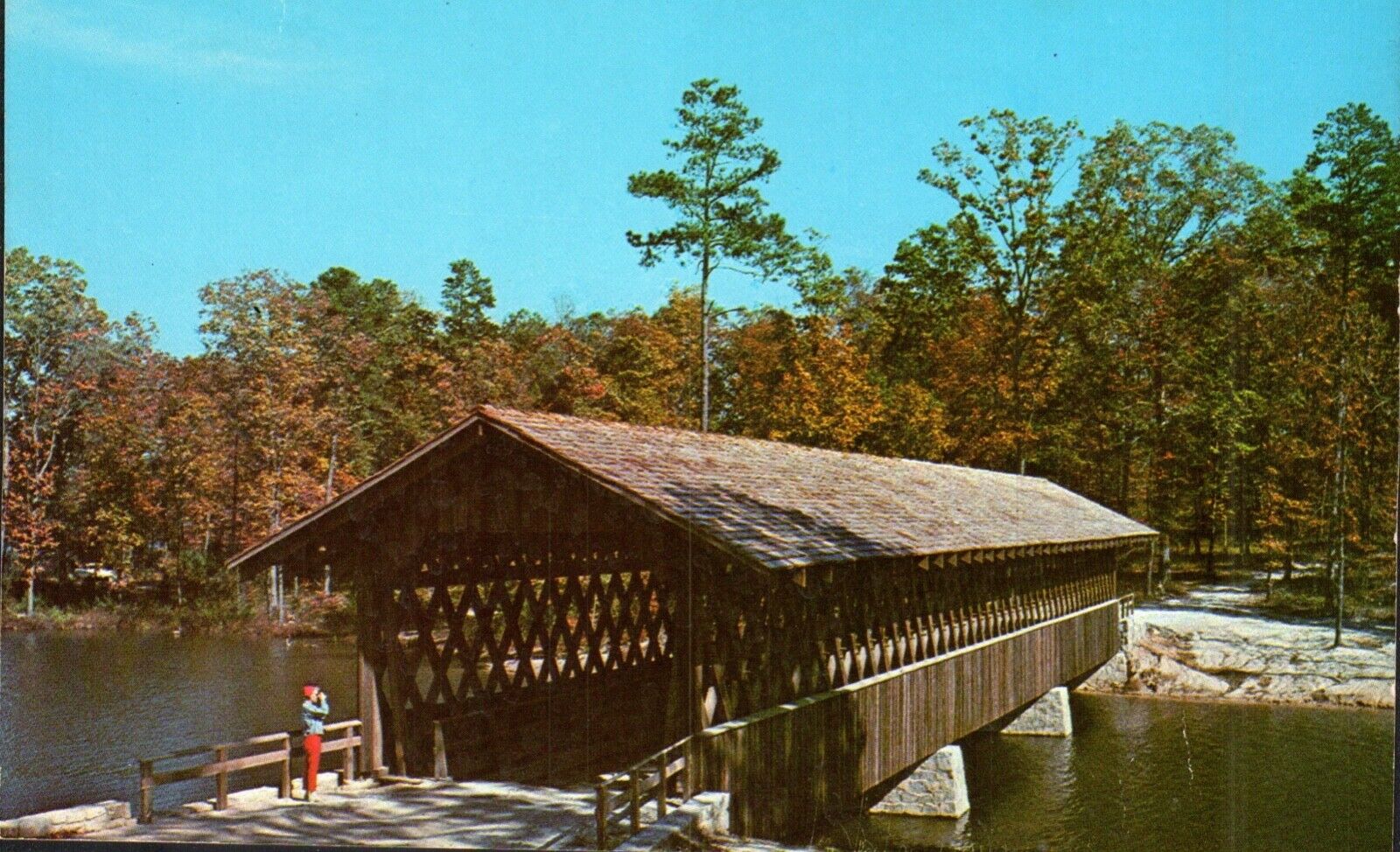 Postcard, Covered Bridge, Stone Mountain Memorial Park, Stone Mountain, Georgia