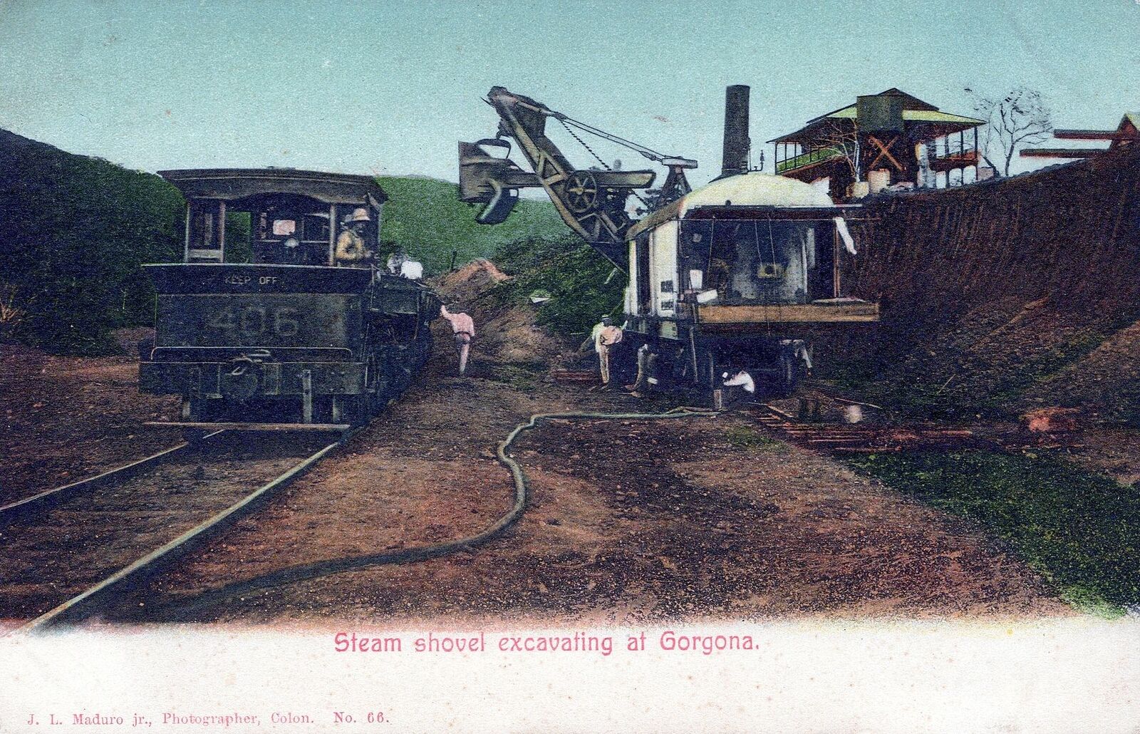 GORGONA - Steam Shovel Excavating At Gorgona Postcard - Panama - udb