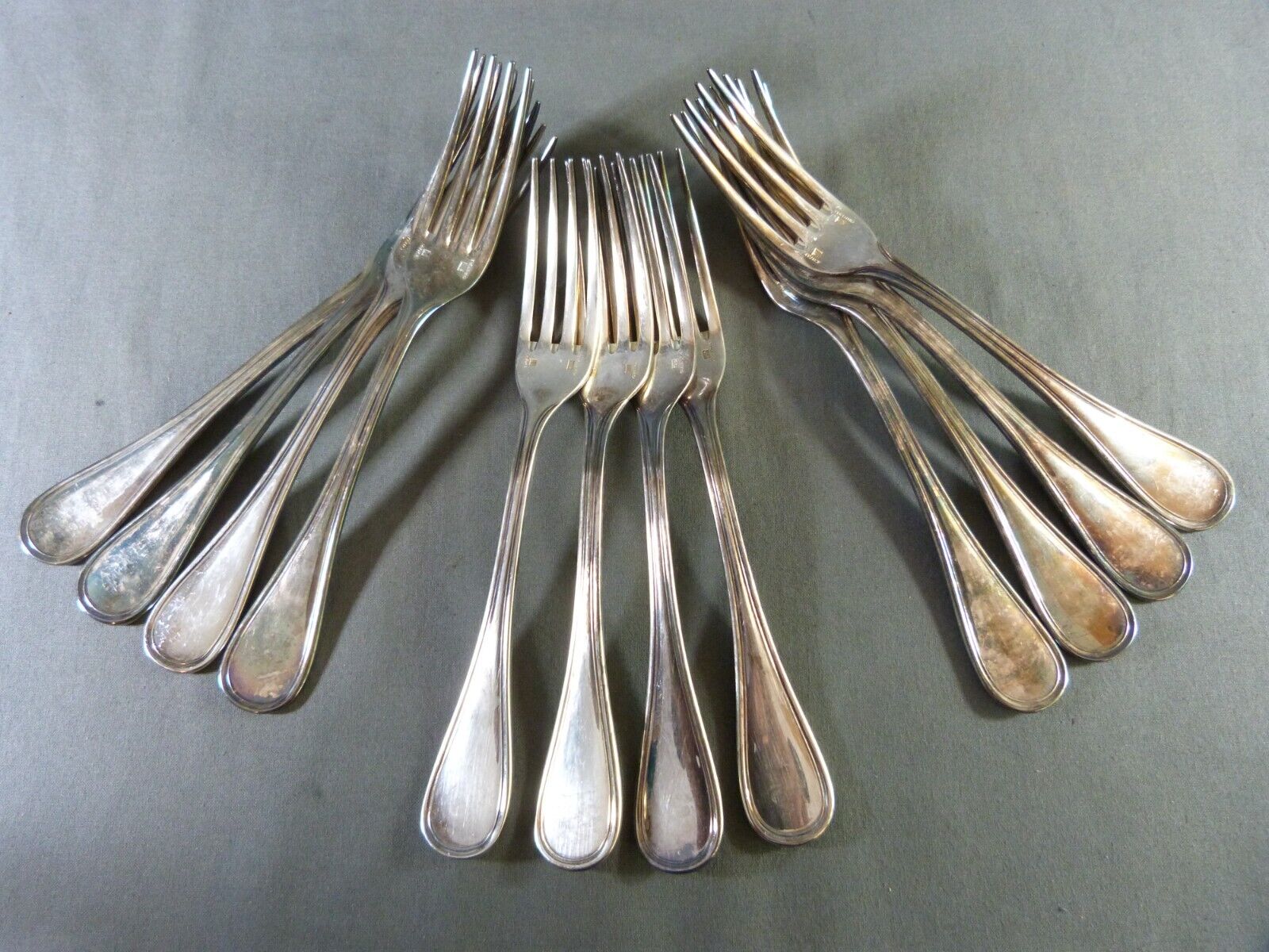 12 CHRISTOFLE forks model ALBI silver metal Cutlery 20.5 cm