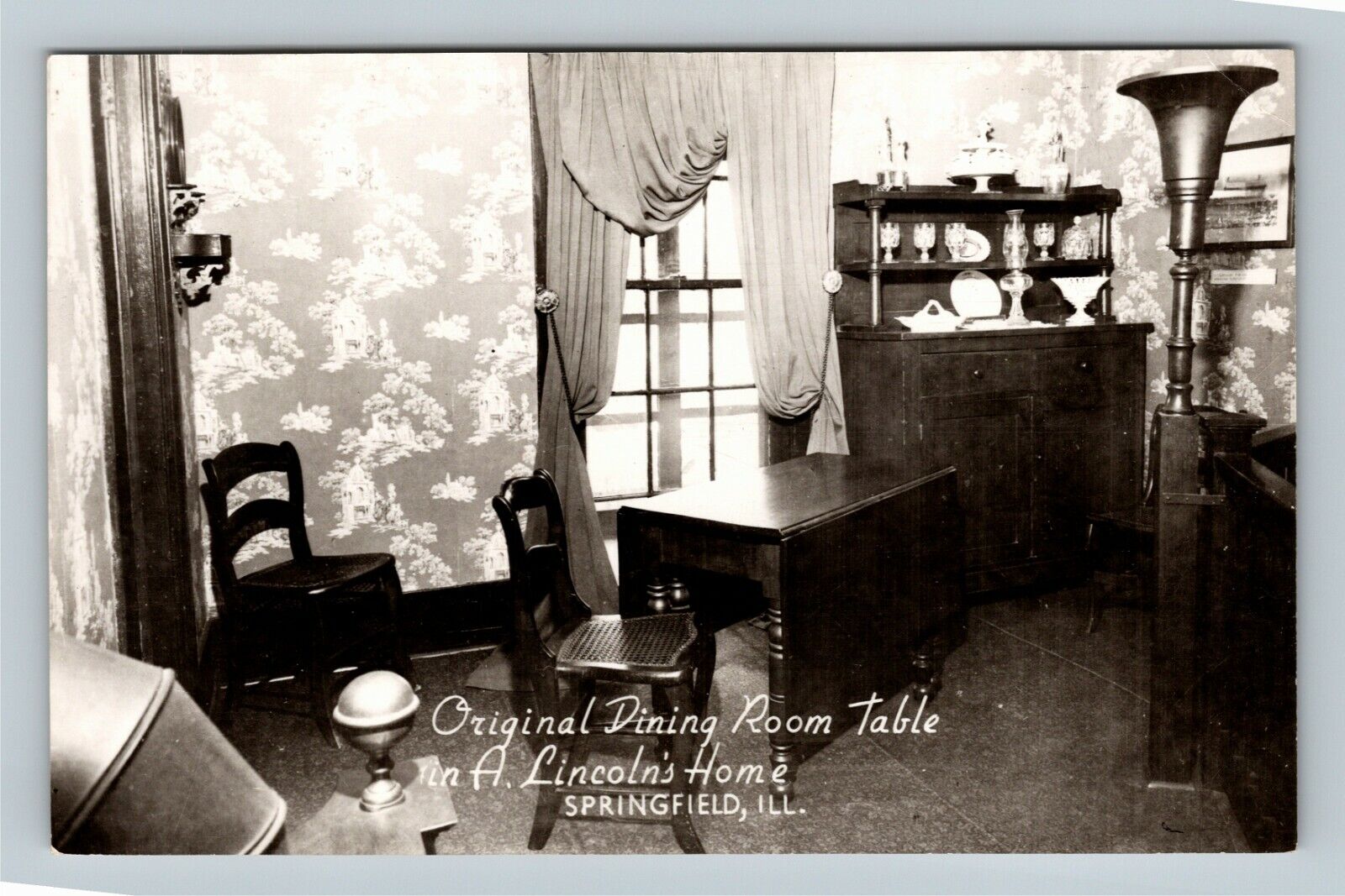RPPC Springfield IL Abraham Lincoln's Home Dining Room Illinois Vintage Postcard