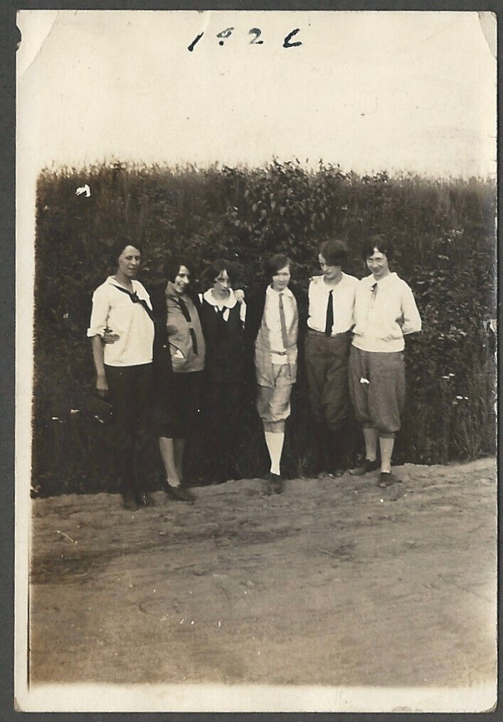Six Pretty Young Women in Pant & Ties by Hedge 1926 Vintage Fashion Snapshot