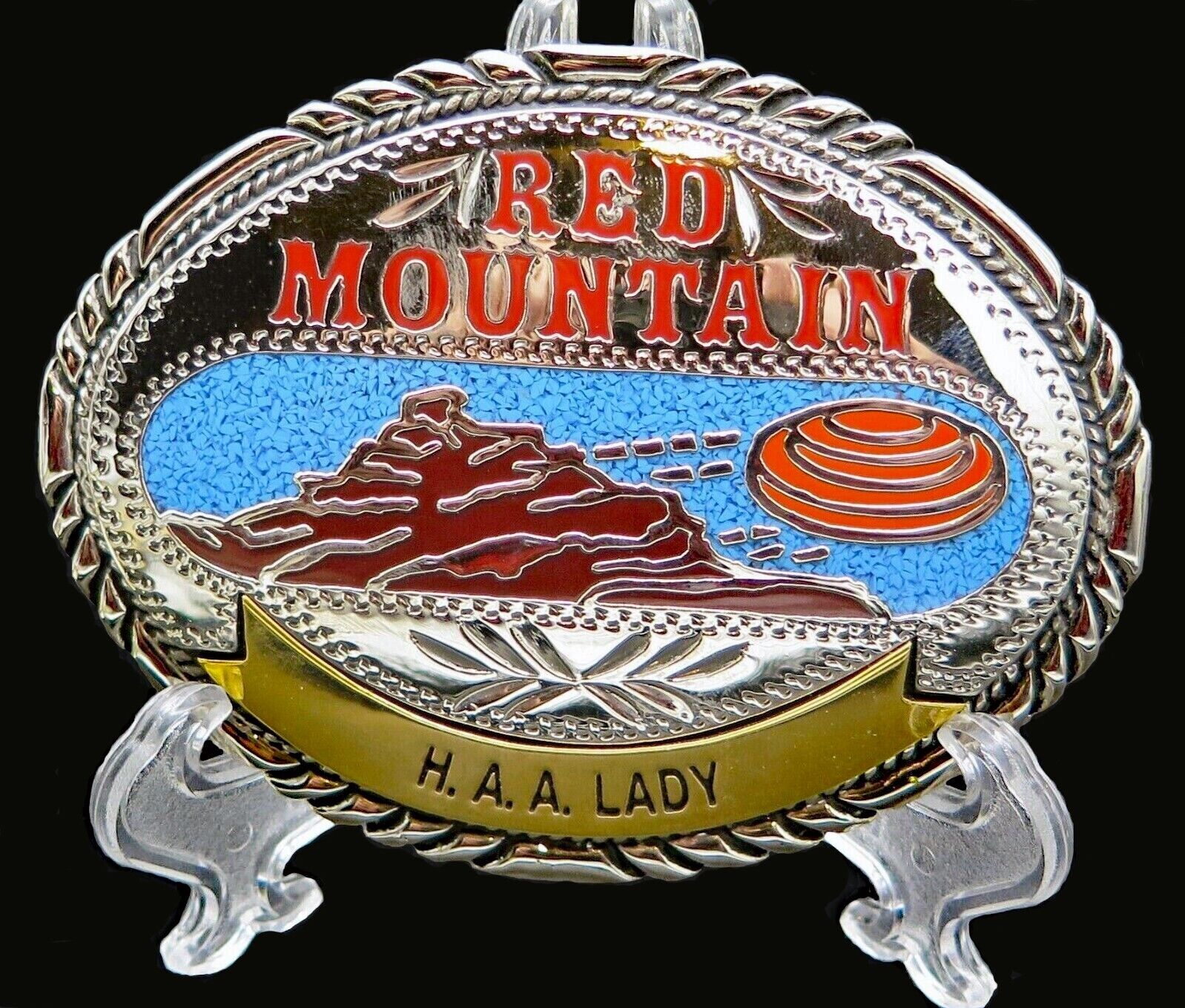 Red Mountain Arizona Trap Shooting Skeet HAA Lady Trophy Award Belt Buckle