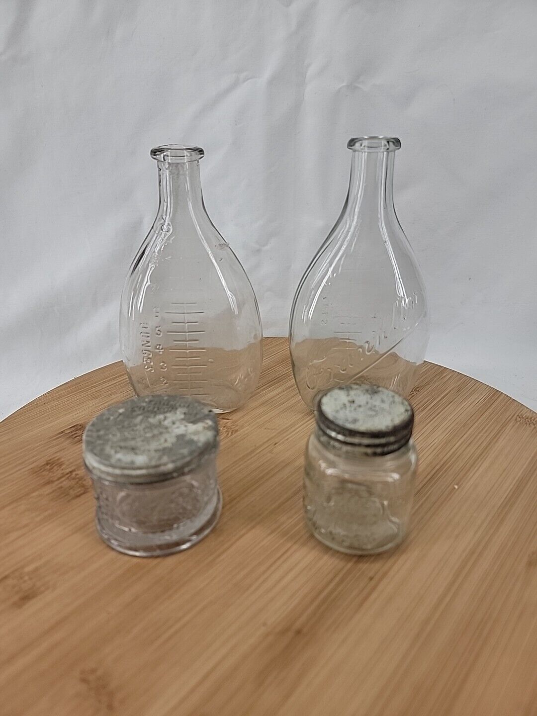 Vintage Glass Jar Lot X4 Vaseline Franklin Larkin Unamed