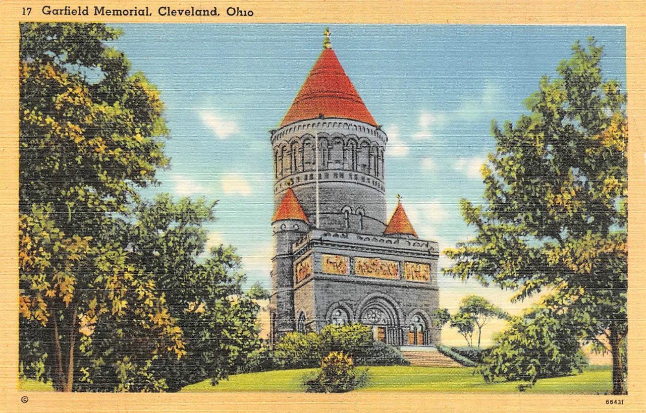 CLEVELAND, OH Ohio     GARFIELD MEMOIRAL      c1940\'s Tichnor Linen Postcard