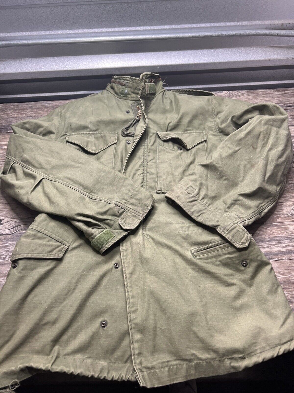 Vintage Cold Weather Field Coat Jacket Army military Small Long