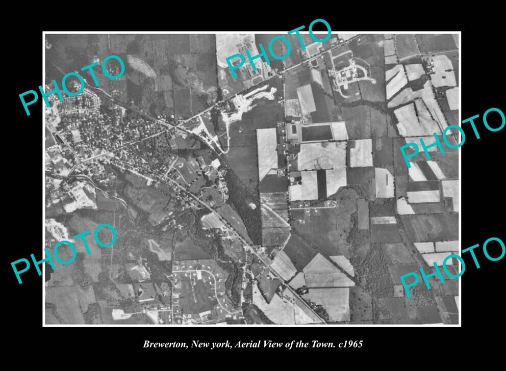 OLD LARGE HISTORIC PHOTO BREWERTON NEW YORK AERIAL VIEW OF DISTRICT c1965 2