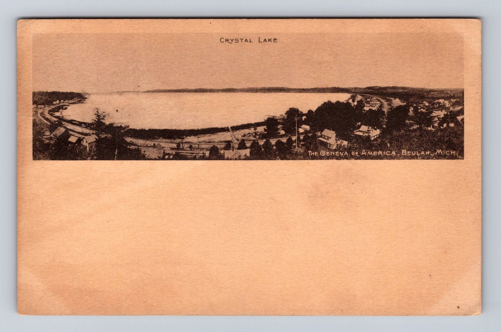 Crystal Lake MI-Michigan, Panoramic View Crystal Lake, Vintage c1907 Postcard