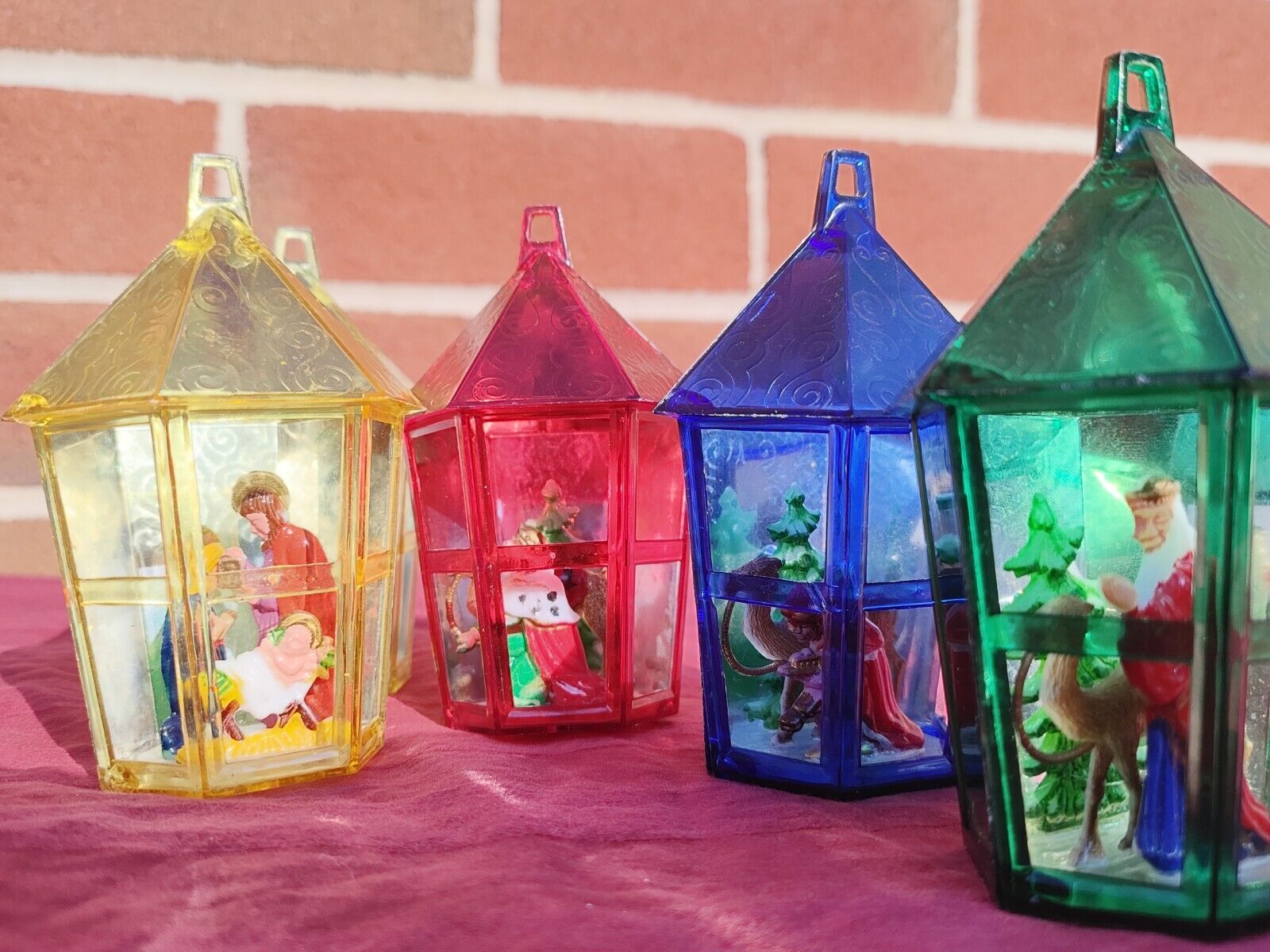 Vintage 1950s/60s *Jewelbrite* Diorama Christmas Ornaments Nativity Lanterns