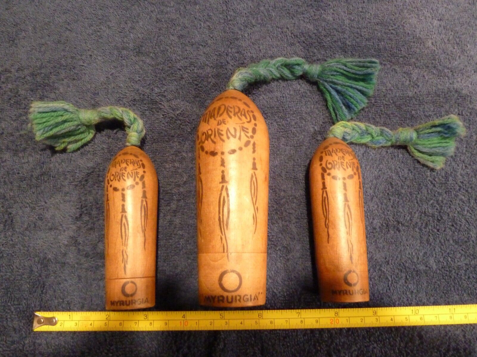 Lot of 3 Vintage Maderas de Oriente Myrurgia Perfume bottles w/ original wood 