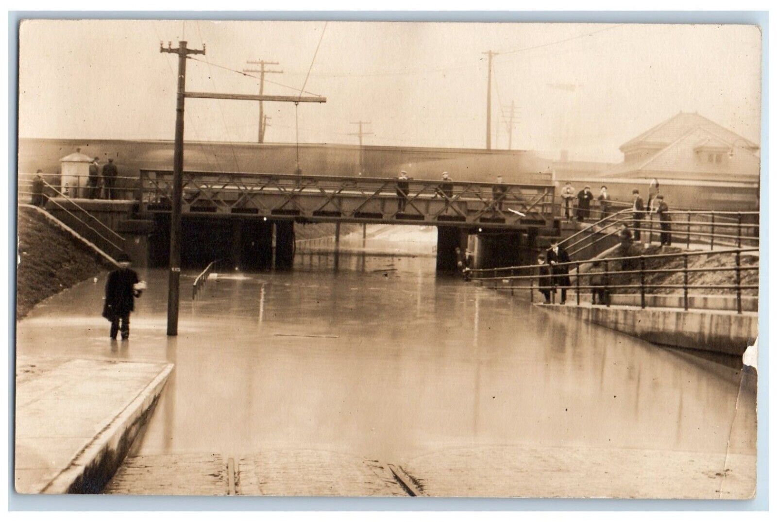 c1910\'s Flood Bridge Salamanca New York NY, Cattaraugus RPPC Photo Postcard