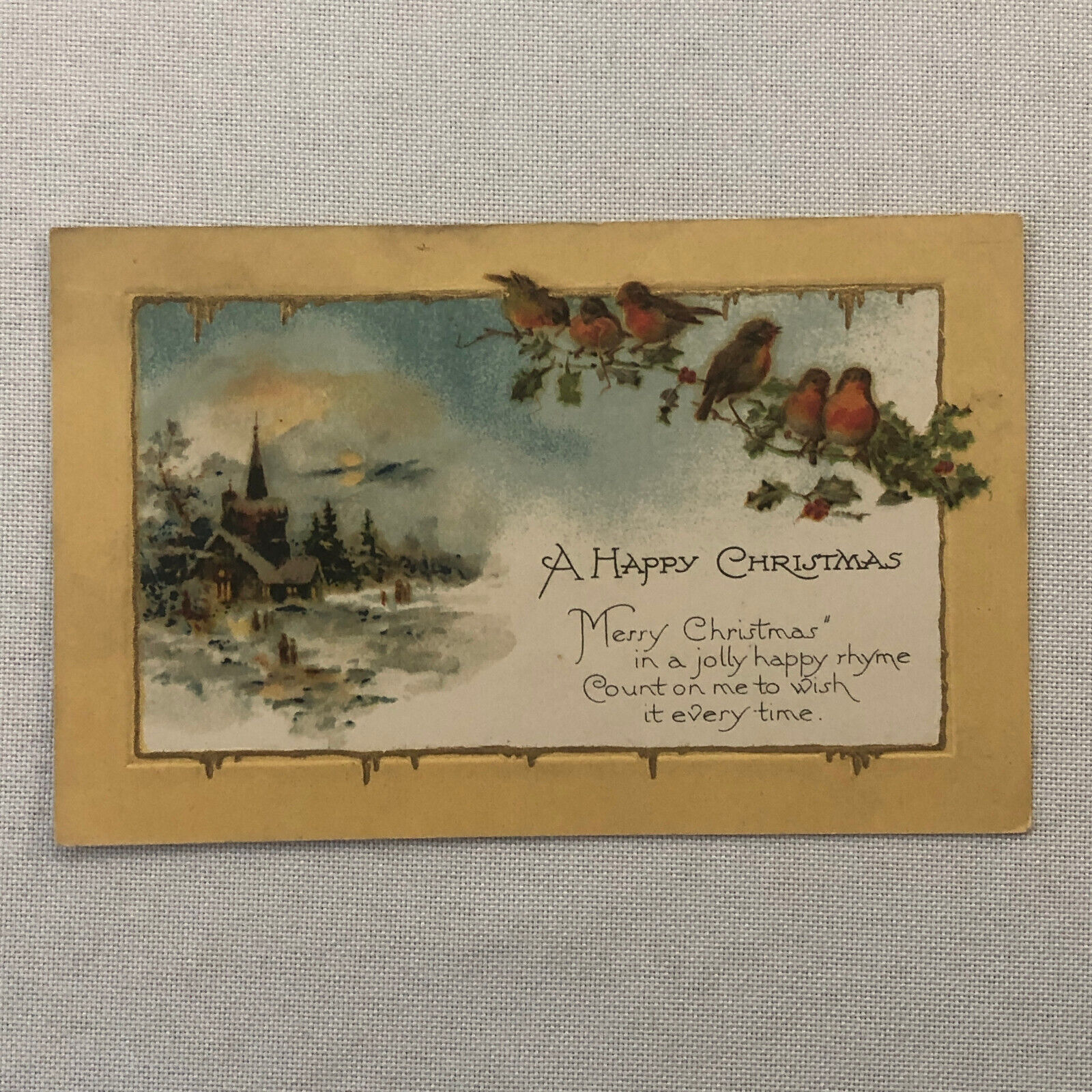 Christmas Postcard Post Card Vintage Embossed Antique Postmark