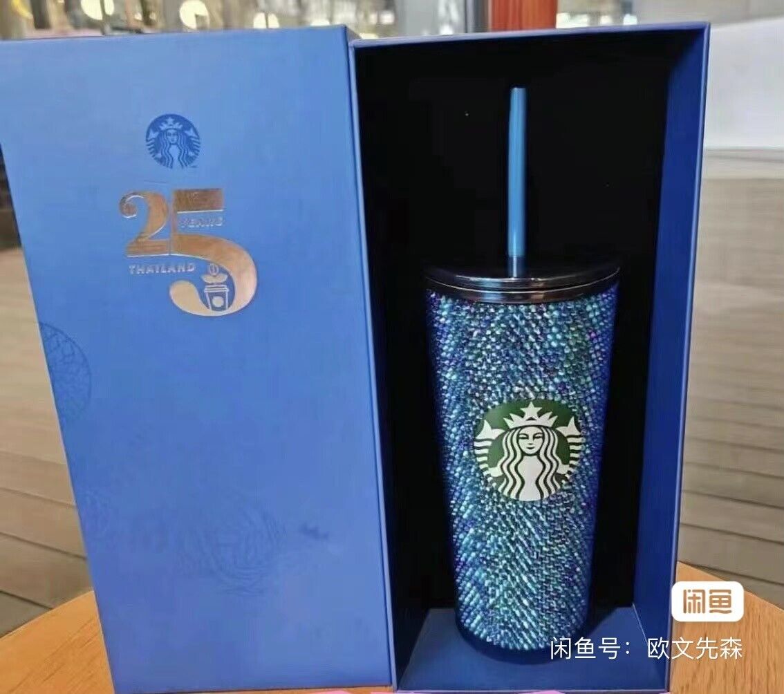 Presell Starbucks Thailand Blue Rhinestone 25th Anniversary Cup 16oz Tumbler