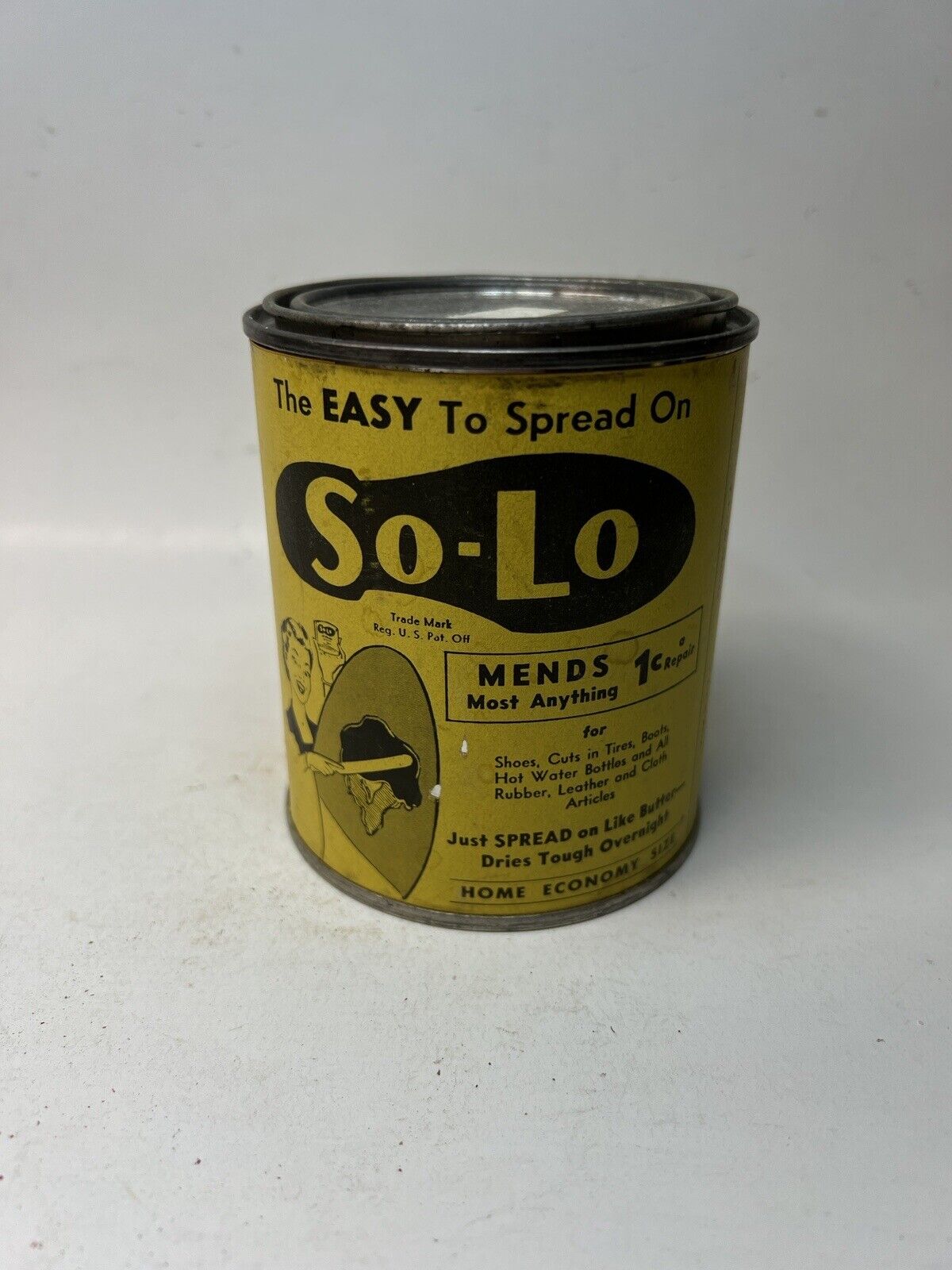 Vintage 1960s Original RARE So-Lo Rubber Boot Repair Cement Advertising Can